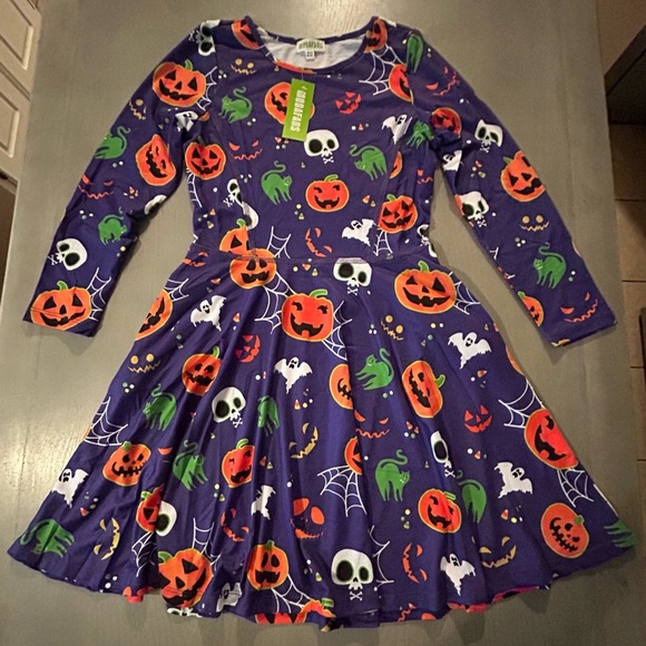 Little Girls Long Sleeve Dress Halloween Dress With Pockets Size 10-11‎ NWT - Picture 1 of 5